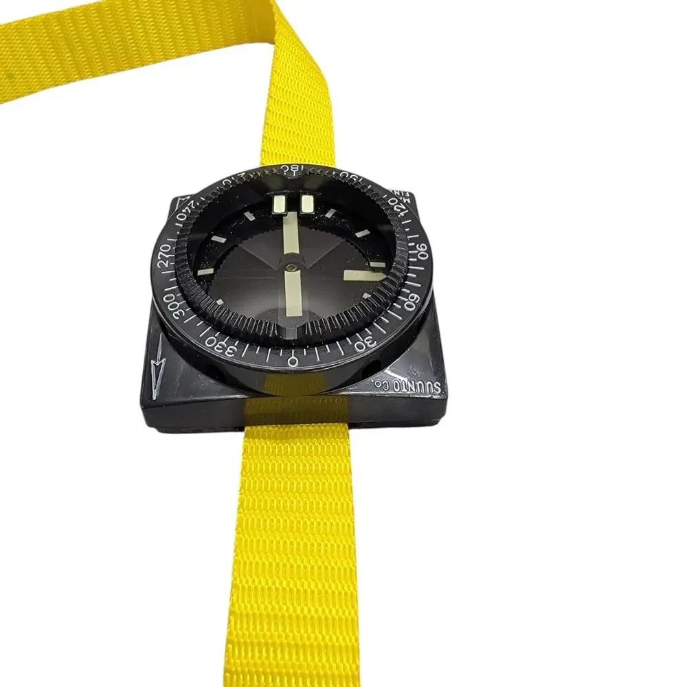 Vintage Suunto Wrist Dive Compass Square Scuba Yellow Strap Made in Finland